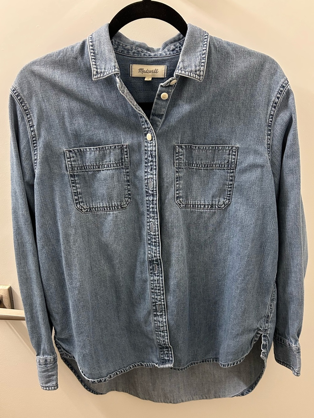 Madewell Light Blue Denim Shirt with White Buttons